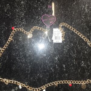 Betsey Johnson Gold Chain Belt with Red Accents